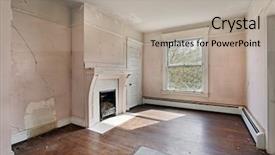 Presentation with broken home - Beautiful theme featuring broken house - interior of a bedroom backdrop and a light gray colored foreground
