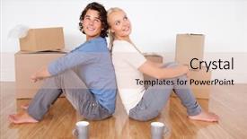  Presentation with floor - Colorful PPT theme enhanced with broken house - lovely couple sitting backdrop and a lemonade colored foreground