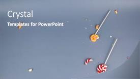  Presentation with lollipop - PPT theme featuring broken-in-pieces-candy background and a seafoam green colored foreground