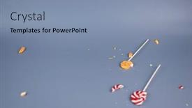  Presentation with candy - Presentation theme consisting of broken-in-pieces-candy background and a seafoam green colored foreground