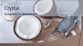  Presentation with coconut - Cool new PPT layouts with broken jar - fresh and desiccated coconut backdrop and a lemonade colored foreground