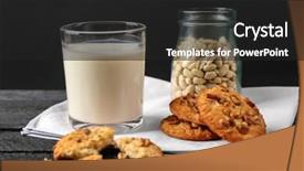  Presentation with peanut - Colorful PPT layouts enhanced with broken jar - peanut cookies with milk backdrop and a dark gray colored foreground