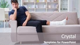 Presentation with broken home - Theme featuring broken leg recovering at home background and a gray colored foreground