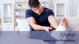  Presentation with broken home - Colorful presentation theme enhanced with broken leg recovering at home backdrop and a ocean colored foreground