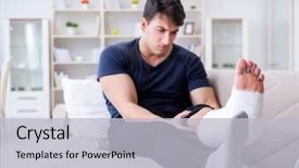  Presentation with broken home - Cool new PPT layouts with broken leg recovering at home backdrop and a light gray colored foreground
