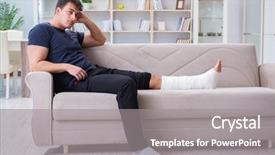  Presentation with broken home - Presentation theme featuring broken leg recovering at home background and a gray colored foreground