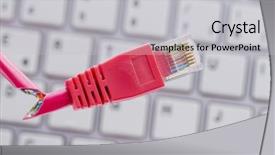  Presentation with network cable - Beautiful presentation featuring broken network cable on keyboard backdrop and a light gray colored foreground
