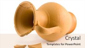  Presentation with pottery - PPT theme consisting of broken old amphora isolated background and a yellow colored foreground