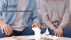  Presentation with broken home - Beautiful presentation theme featuring broken piggy bank at home backdrop and a light blue colored foreground