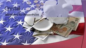  Presentation with piggy bank - Colorful presentation enhanced with broken piggy bank on flag backdrop and a light blue colored foreground