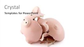  Presentation with piggy bank broken piggybank - PPT theme with broken piggy bank on white background with clipping path background and a pink colored foreground