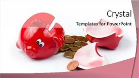  Presentation with piggy bank - Presentation design with broken piggy bank or money background and a white colored foreground