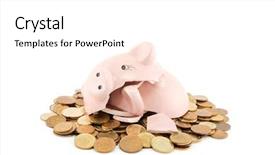  Presentation with bank broke - Cool new theme with broken piggy bank with coins backdrop and a white colored foreground