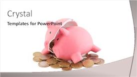  Presentation with piggy bank - Presentation having broken-piggy-bank-with-coins background and a white colored foreground