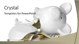  Presentation with piggy bank broken piggybank - PPT layouts consisting of broken piggy bank with money background and a white colored foreground