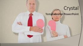  Presentation with older couple - PPT theme enhanced with broken pink heart against cream background and a mint green colored foreground