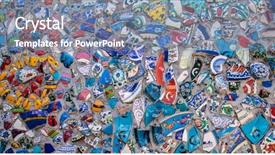  Presentation with broken wall - Amazing slide set having broken plate colorful debris mosaic backdrop and a seafoam green colored foreground