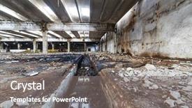  Presentation with industrial buildings new commercial warehouse - PPT layouts having broken pottery - interior of old factory buildings background and a gray colored foreground