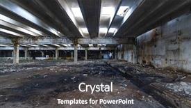  Presentation with old buildings - Slide set featuring broken pottery - interior of old factory buildings background and a dark gray colored foreground