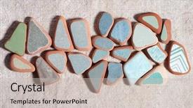  Presentation with pottery - Beautiful slide set featuring broken pottery - pieces of colorful tiles polished backdrop and a  colored foreground