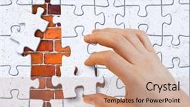  Presentation with find - Presentation having broken puzzle - decoration work concept you can background and a coral colored foreground