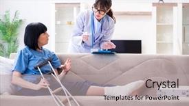  Presentation with incident - Cool new slides with broken record - doctor examining old mature woman backdrop and a  colored foreground