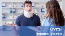  Presentation with injury - Presentation design with broken record - man with neck injury visiting background and a  colored foreground