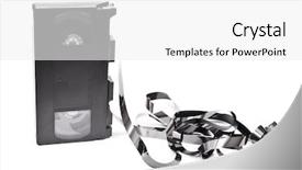  Presentation with tape - Presentation having broken record - old vcr tape background and a white colored foreground