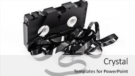  Presentation with tape - PPT layouts featuring broken record - old vcr tape background and a white colored foreground