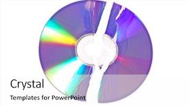  Presentation with record - Amazing PPT theme having broken record - shattered dvd cd isolated backdrop and a white colored foreground