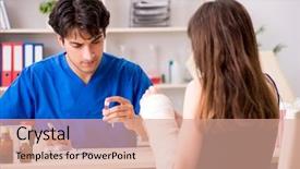  Presentation with record - Audience pleasing slide deck consisting of broken record - young woman with bandaged arm backdrop and a  colored foreground