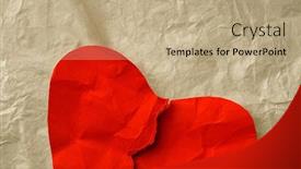  Presentation with broken heart - Audience pleasing PPT theme consisting of broken-red-paper-heart backdrop and a coral colored foreground