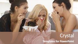  Presentation with crying - Colorful theme enhanced with broken relationship - three female friends crying together backdrop and a coral colored foreground
