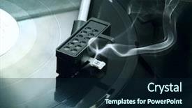  Presentation with record player - Beautiful presentation featuring broken retro vinyl player backdrop and a navy blue colored foreground