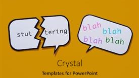  Presentation with stuttering - Amazing PPT theme having broken-speech-balloon backdrop and a gold colored foreground