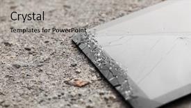  Presentation with tablet broken - Presentation theme featuring broken tablet with cracked screen background and a light gray colored foreground