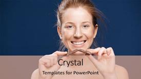  Presentation with woman praying over bible - Audience pleasing slide set consisting of broken teeth - smiling woman holding chocolate backdrop and a  colored foreground