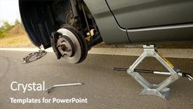  Presentation with car brake - PPT layouts consisting of broken wheel on a car background and a gray colored foreground