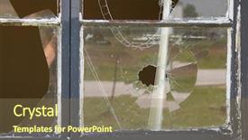  Presentation with house window - Slide deck featuring broken window at an old background and a violet colored foreground