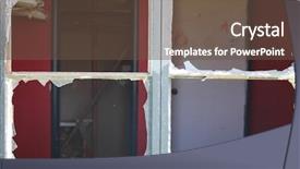  Presentation with house window frame - PPT theme consisting of broken window at an old background and a tawny brown colored foreground