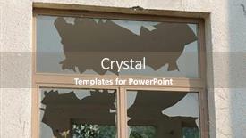  Presentation with house window - Amazing slide deck having broken-window-ramains backdrop and a violet colored foreground