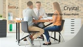  Presentation with real estate tax - PPT theme featuring broker and customers discussing buy background and a soft green colored foreground