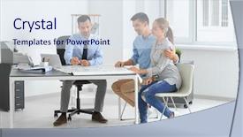  Presentation with real estate - PPT theme having broker and customers discussing project background and a  colored foreground