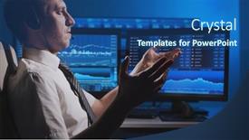  Presentation with financial markets - Presentation design with broker-works-in-office-using background and a ocean colored foreground