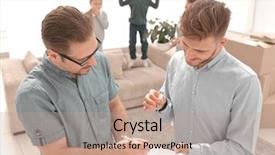  Presentation with apartment - PPT theme enhanced with brokerage - client signs the lease agreement background and a coral colored foreground