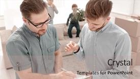  Presentation with apartment - Slide deck featuring brokerage - client signs the lease agreement background and a mint green colored foreground