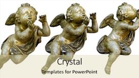  Presentation with angel - Audience pleasing PPT theme consisting of bronze angel on white background backdrop and a blonde colored foreground