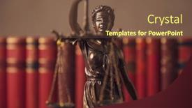  Presentation with law books - Presentation consisting of bronze-blindfolded-goddess-representing-law background and a tawny brown colored foreground