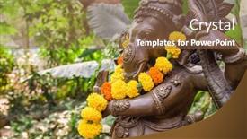  Presentation with tropical flowers - Slide deck featuring bronze-ganesha-statue-with-marigold background and a tawny brown colored foreground