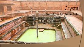  Presentation with kathmandu - Beautiful PPT theme featuring bronze goat - carving decorations in the water backdrop and a  colored foreground